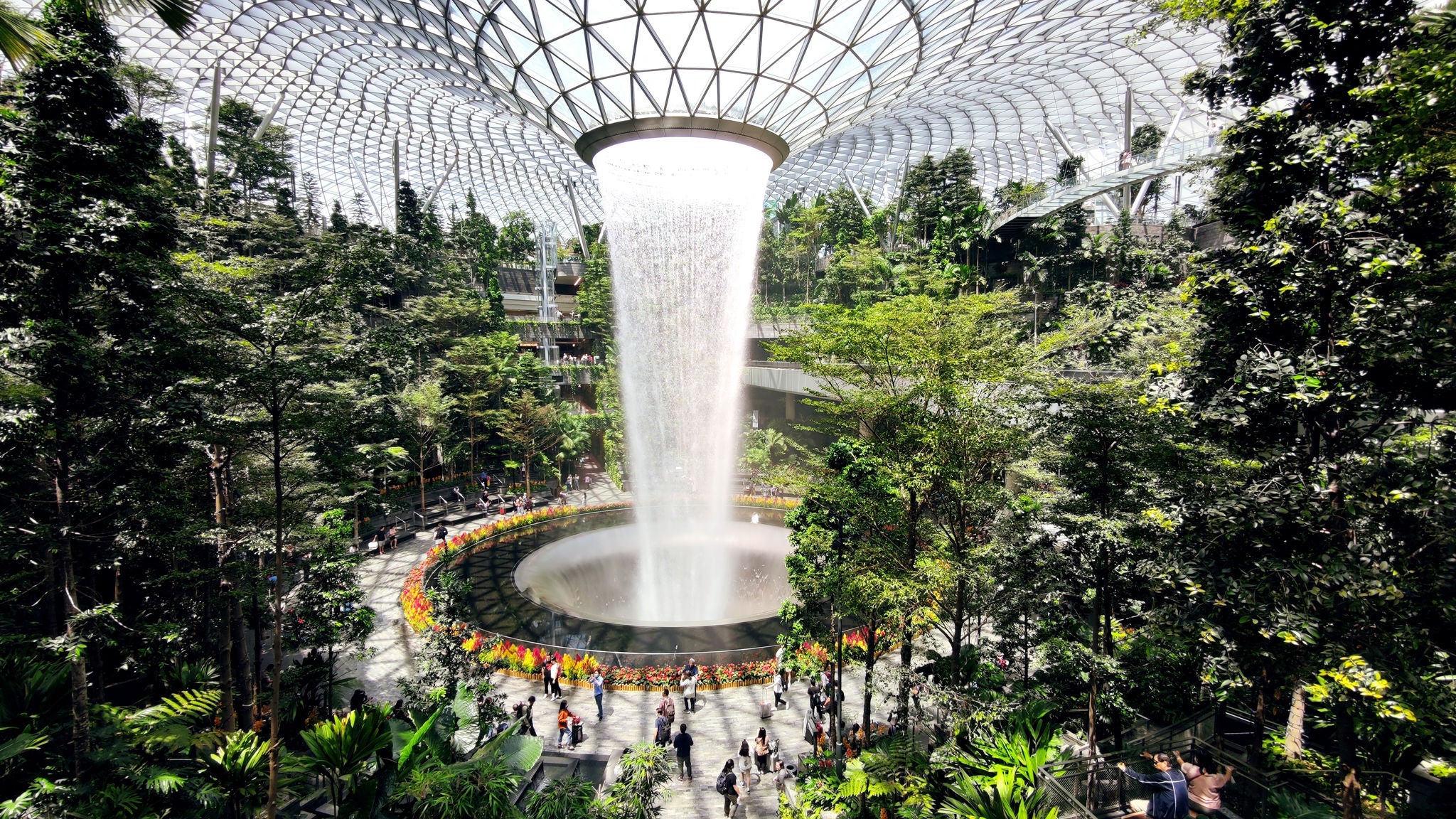 Singapore Changi airport waterfall attraction