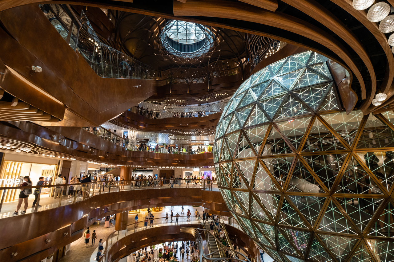 Hong Kong, China - Sept 07 2019: K11 Musea is a shopping mall at Victoria Dockside on waterfront of  Tsim Sha Tsui, Kowloon. The project is developed by the K11 Group, part of New World Development.