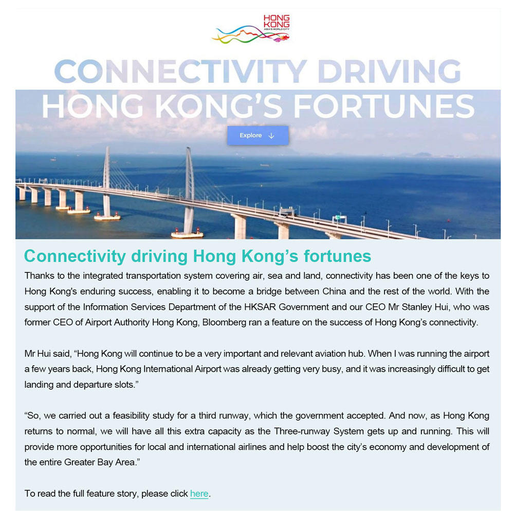 Connectivity driving Hong Kong's fortunes